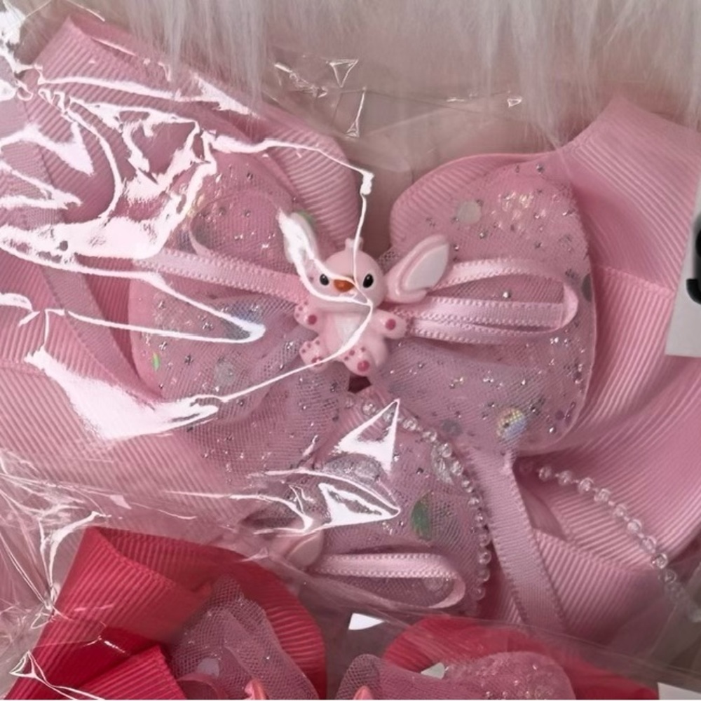 5 sets of 2 stitch Charming Kids Hair Bow Set with Character Accents - Picture 4 of 7